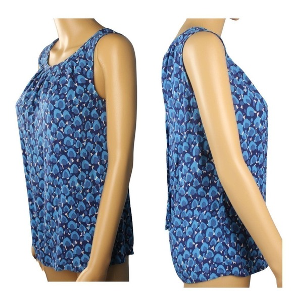 Boden Womens‎ Sleeveless 3 Shades of Blue & Off-White Drawstring Back Tops Sz 6 - Picture 3 of 7